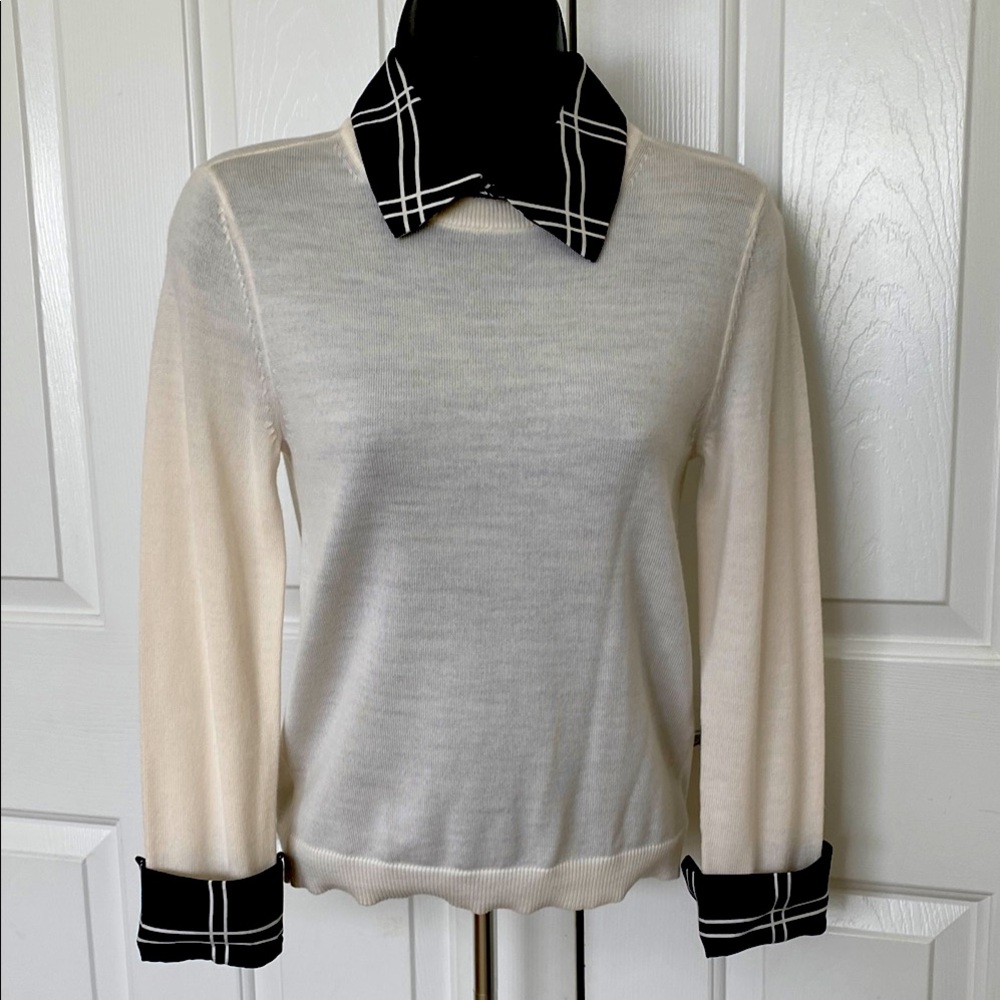 Alice + Olivia Porla Collared Wool Sweater Top Size Small NWT - Picture 2 of 8